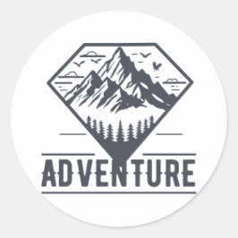 Moderne Geometrische Natuur bergen avontuur Ronde Sticker