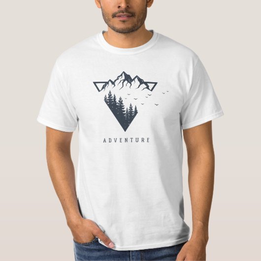 Moderne Geometrische Natuur bergen avontuur T-shirt (Voorkant)