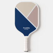 Moderne Geometrische Navy Beige Pickleball Paddle (Achterkant)