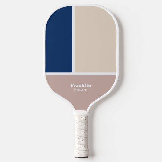 Moderne Geometrische Navy Beige Pickleball Paddle (Voorkant)