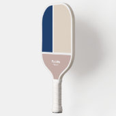 Moderne Geometrische Navy Beige Pickleball Paddle (Links)
