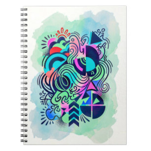Moderne Geometrische Neon Waterverf Abstracte Kuns Notitieboek