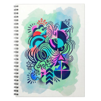 Moderne Geometrische Neon Waterverf Abstracte Kuns Notitieboek