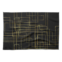 Moderne Geometrische Nep Gouden Labyrint Op zwart