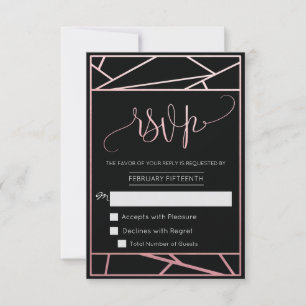 Moderne Geometrische Nep Roze Goud RSVP Kaartje