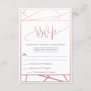 Moderne Geometrische Nep Roze Goud RSVP Kaartje
