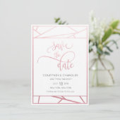 Moderne Geometrische Nep Roze Gouden Bewaar de Dat Save The Date (Staand voorkant)