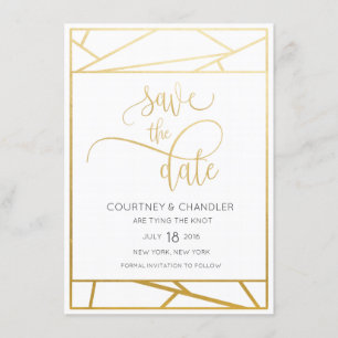 Moderne Geometrische Nepgoud Save the Date