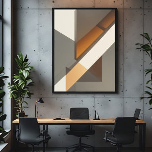 Moderne geometrische neutrale aardetinten poster