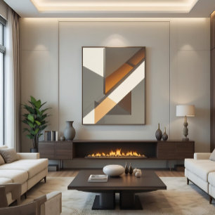 Moderne Geometrische Neutrale Aardtinten Canvas Afdruk