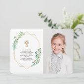 Moderne Geometrische olievlek Fotocommunie Dank u Bedankkaart (Staand voorkant)