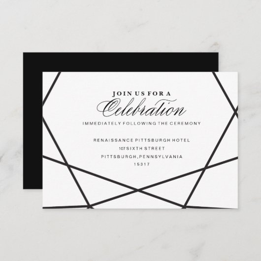 Moderne geometrische ontvangstkaart informatiekaartje (Voorkant / Achterkant)