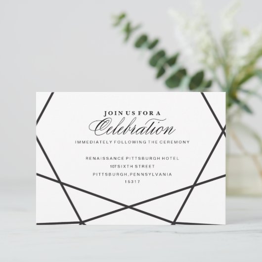 Moderne geometrische ontvangstkaart informatiekaartje (Staand voorkant)