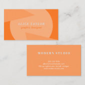 Moderne geometrische oranje monochrome huisontwerp visitekaartje (Voorkant / Achterkant)