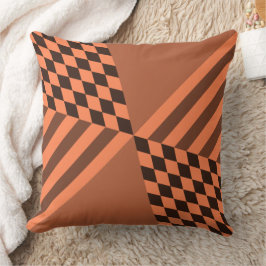 Moderne geometrische Oranje Stripes Diamond Checke Kussen