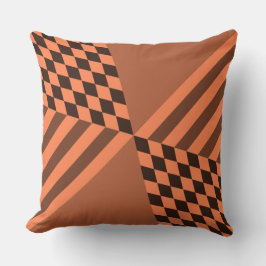 Moderne geometrische Oranje Stripes Diamond Checke Kussen
