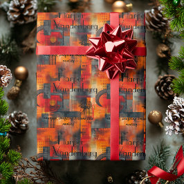 Moderne geometrische Oranje tinten en gepersonalis Cadeaupapier