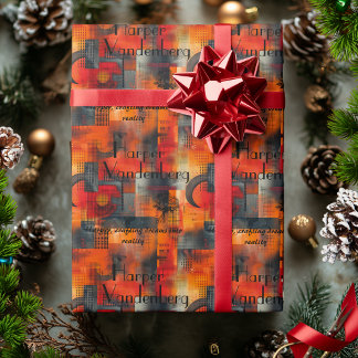 Moderne geometrische Oranje tinten en gepersonalis Cadeaupapier