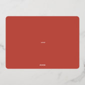 Moderne geometrische ovale boog vreugde rood en go folie feestdagenkaart (Achterkant)