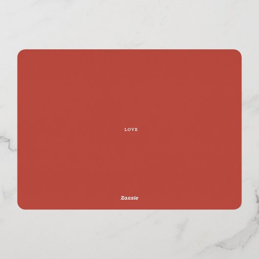 Moderne geometrische ovale boog vreugde rood en go folie feestdagenkaart (Achterkant)