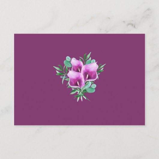 Moderne geometrische Paarse Calla Lily Accommodati Informatiekaartje (Achterkant)