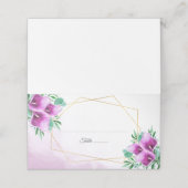 Moderne geometrische Paarse Calla Lily bruiloft Plaatskaartje (Buitenkant ongevouwen)