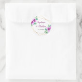 Moderne geometrische Paarse Calla Lily bruiloft Ronde Sticker (Tas)