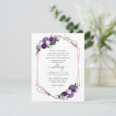 Moderne Geometrische Paarse Floral Greenery Weddin Kaart (Staand voorkant)