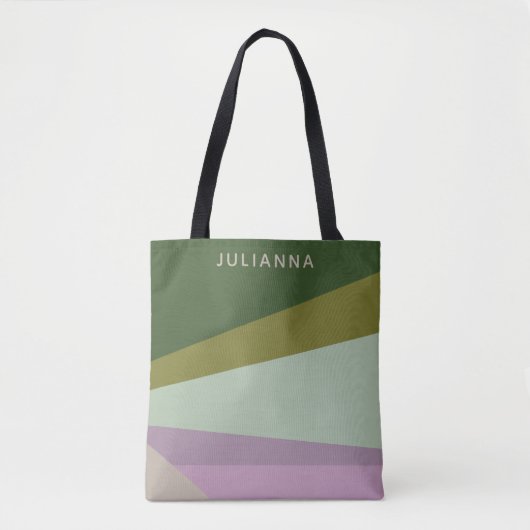 Moderne Geometrische Paarse Groene Grafisch Gepers Tote Bag (Voorkant)