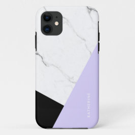 Moderne geometrische paarse zwarte witte marmer  Case-Mate iPhone case