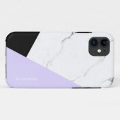 Moderne geometrische paarse zwarte witte marmer  Case-Mate iPhone case (Achterkant (horizontaal))