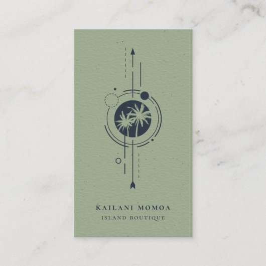 Moderne geometrische palmboom Logo Visitekaartje (Voorkant)
