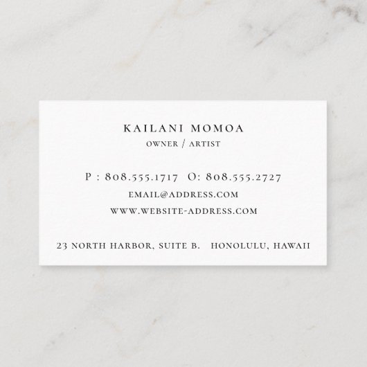 Moderne geometrische palmboombeugel (Beach Logo Bu Visitekaartje (Achterkant)