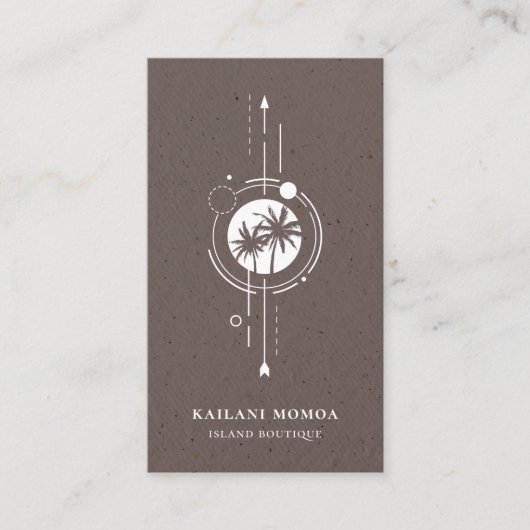 Moderne geometrische palmboombeugel (Beach Logo Bu Visitekaartje (Voorkant)