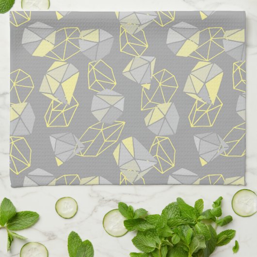 Moderne geometrische Pareltjes Patroon grijs en ge Theedoek (Gevouwen)