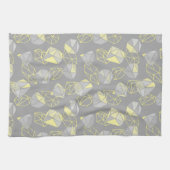 Moderne geometrische Pareltjes Patroon grijs en ge Theedoek (Horizontaal)