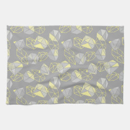 Moderne geometrische Pareltjes Patroon grijs en ge Theedoek