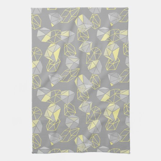 Moderne geometrische Pareltjes Patroon grijs en ge Theedoek (Verticaal)