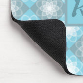 Moderne geometrische patronen Blauw en grijs monog Muismat (Hoek)