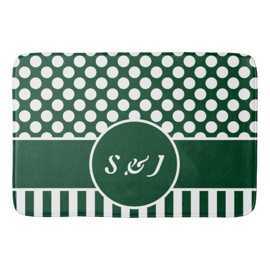 Moderne Geometrische patronen Groene Monogrammen Badmat (Voorkant)