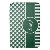 Moderne Geometrische patronen Groene Monogrammen Badmat (Voorkant Verticaal)