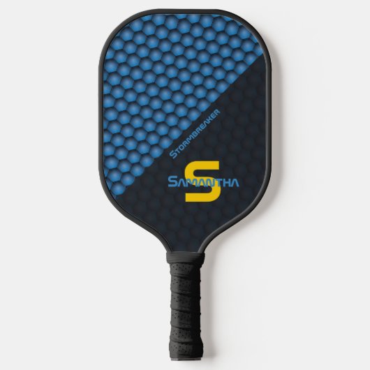 Moderne geometrische patronen IJzerblauw Aangepast Pickleball Paddle (Voorkant)