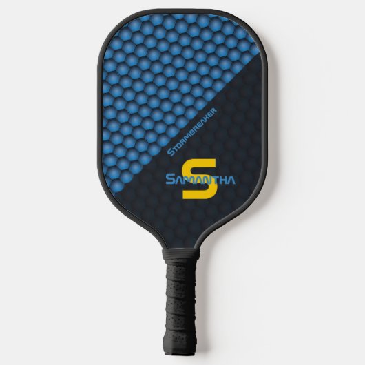 Moderne geometrische patronen IJzerblauw Aangepast Pickleball Paddle (Achterkant)