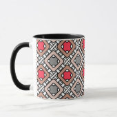 moderne geometrische patroon art deco grijs rood, mok (Links)