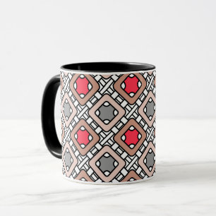 moderne geometrische patroon art deco grijs rood, mok