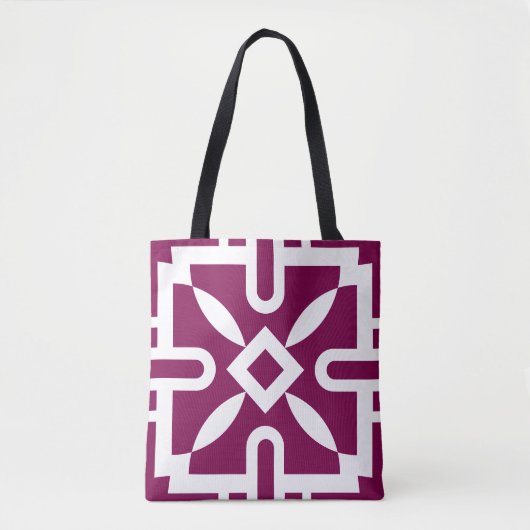 Moderne Geometrische Patroon Canvas tas - Plum & W (Voorkant)