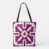 Moderne Geometrische Patroon Canvas tas - Plum & W (Achterkant)