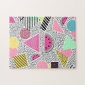 Moderne geometrische patroon Memphis-patronen geïn Legpuzzel (Horizontaal)