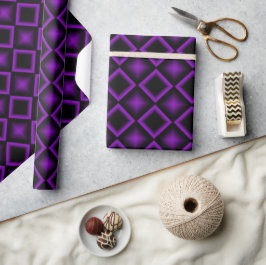 Moderne geometrische patroon paars en zwart verjaa cadeaupapier