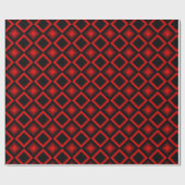 Moderne Geometrische Patroon Rode en Zwarte Verjaa Cadeaupapier (Vlak)